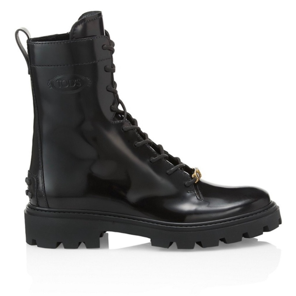 TOD’S BLACK LEATHER LACE UP COMBAT BOOTS GRUNGE GORPCORE MOTO EUR 40 - Picture 8 of 9